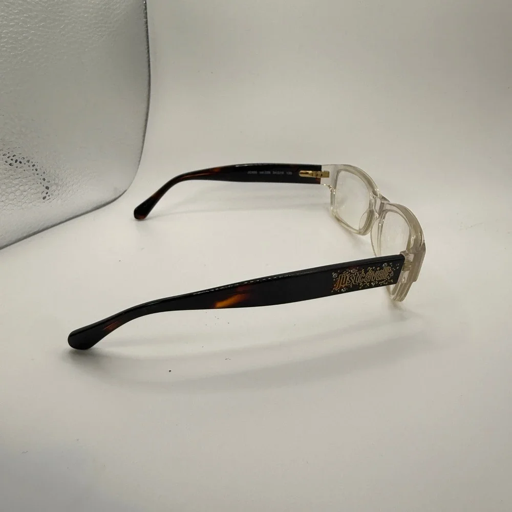 Just Cavalli Eyeglasses Women 54-15-135 Clear‎ Tortoise Rhinestone JC455